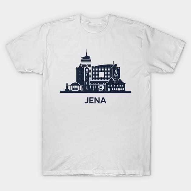 Skyline emblem of Jena, city in Thuringia, Germany T-Shirt by yulia-rb